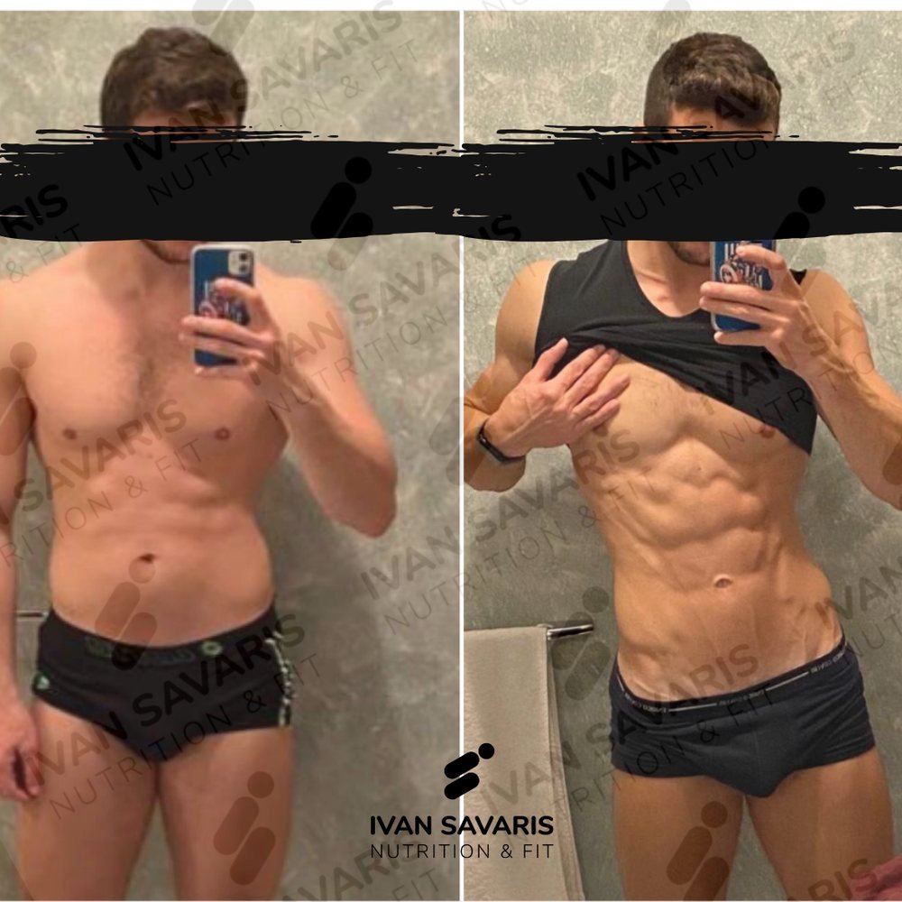 Prima e dopo di un percorso nutrizionale e allenamento seguito in Areté