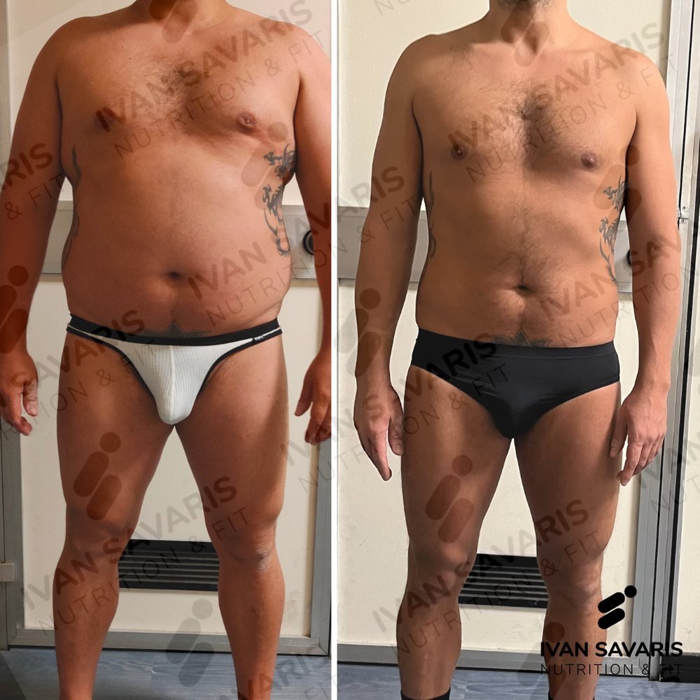 Prima e dopo di un percorso nutrizionale e allenamento seguito in Areté