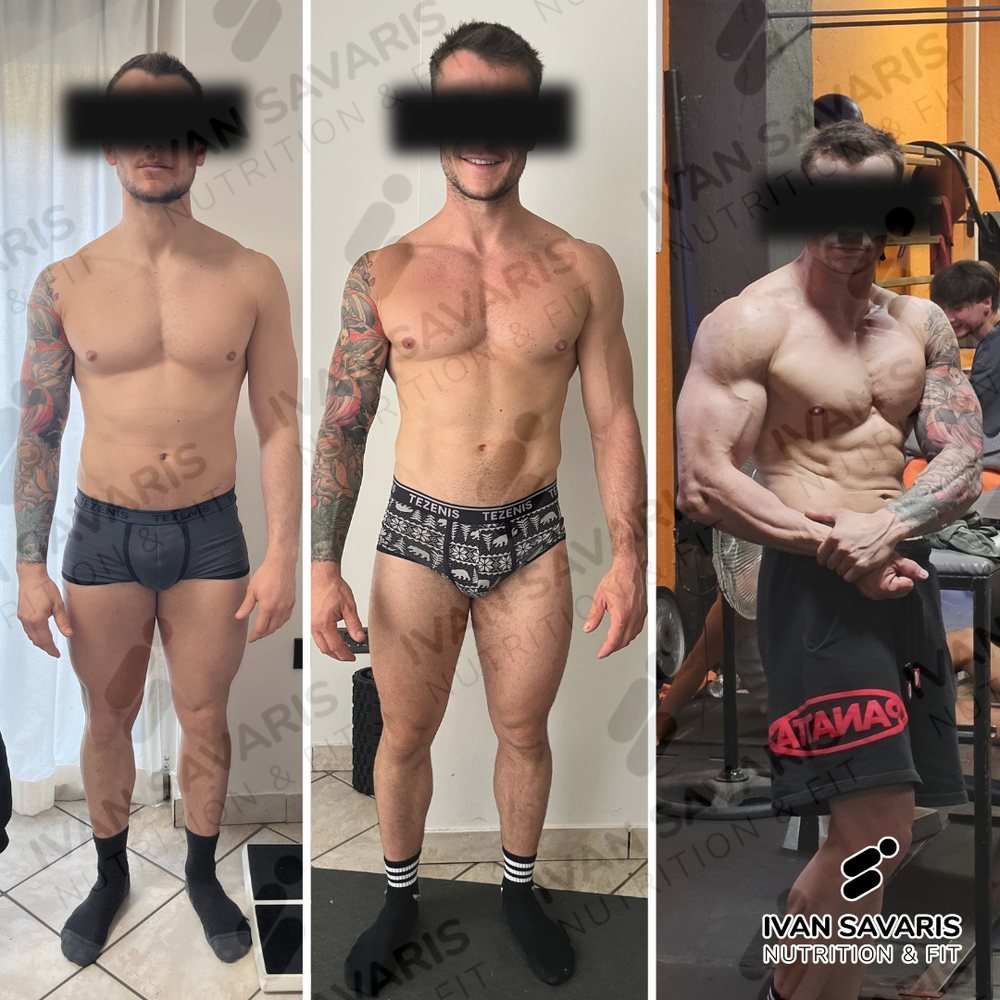 Prima e dopo di un percorso nutrizionale e allenamento seguito in Areté