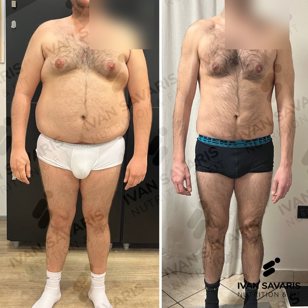 Prima e dopo di un percorso nutrizionale e allenamento seguito in Areté