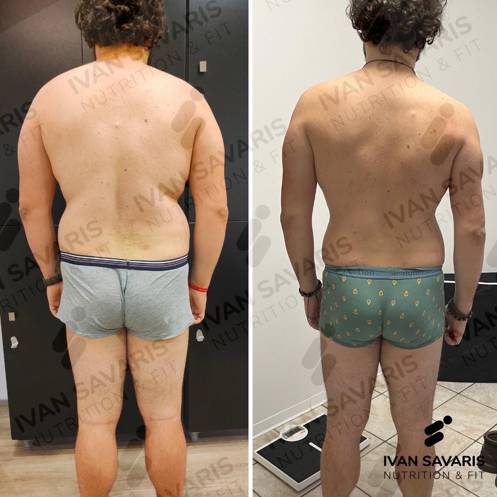 Prima e dopo di un percorso nutrizionale e allenamento seguito in Areté