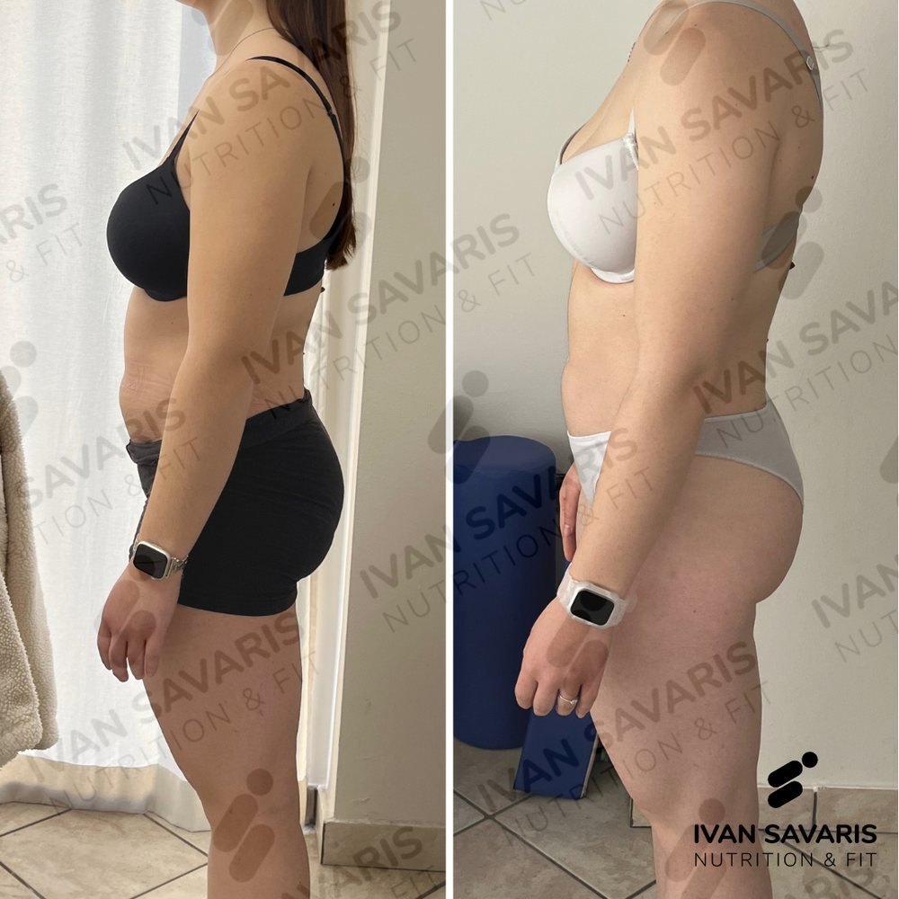 Prima e dopo di un percorso nutrizionale e allenamento seguito in Areté