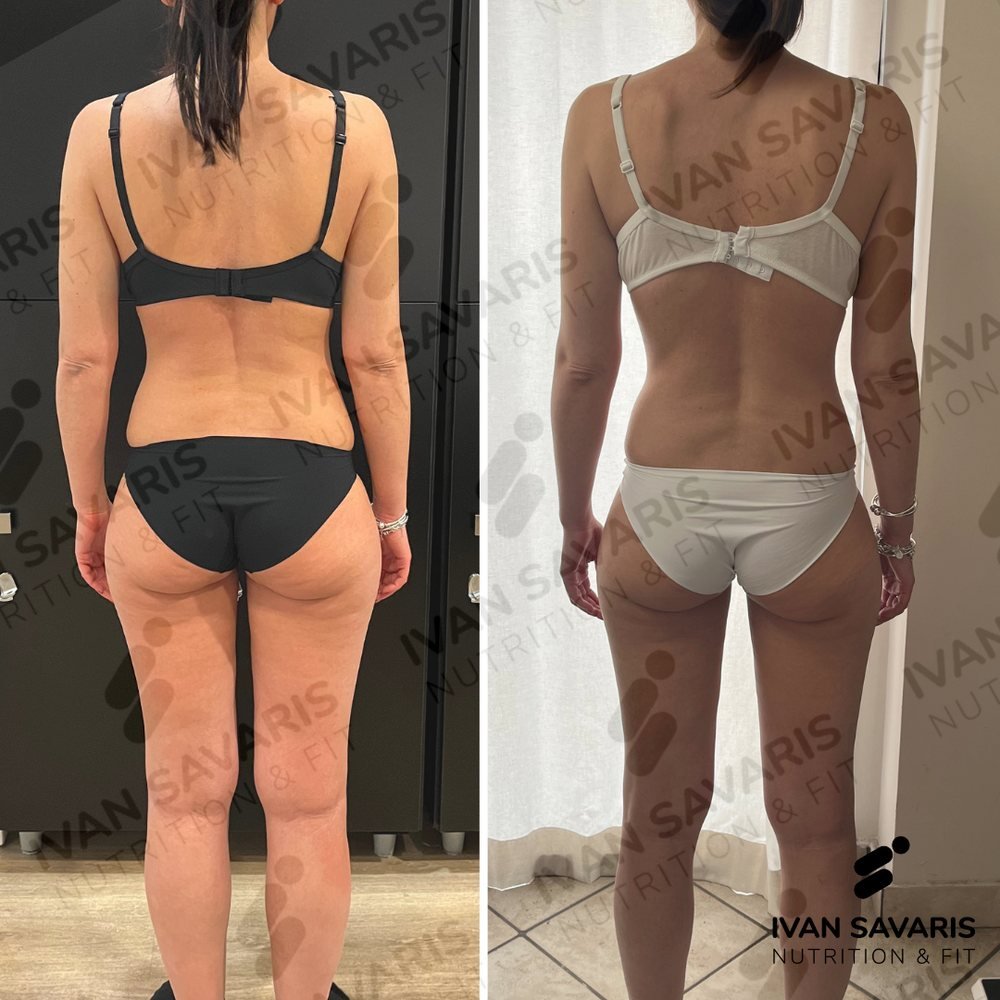 Prima e dopo di un percorso nutrizionale e allenamento seguito in Areté