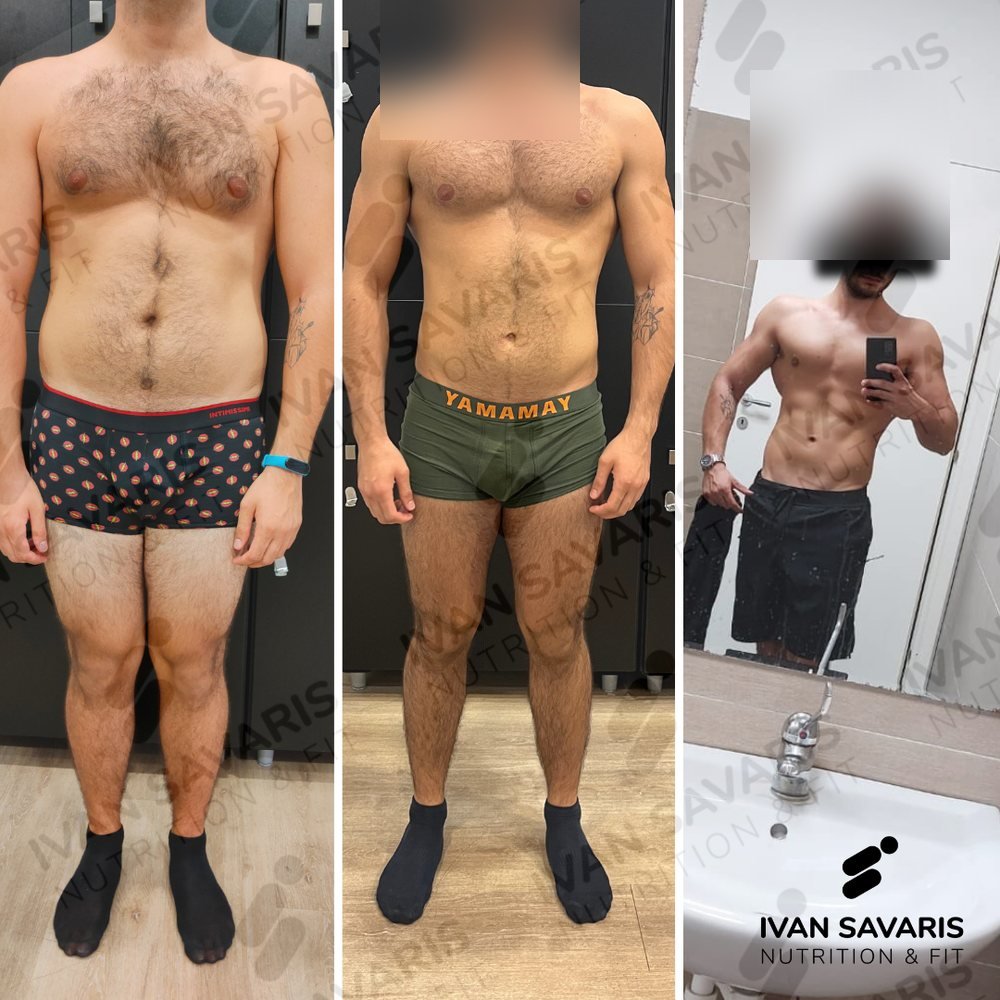 Prima e dopo di un percorso nutrizionale e allenamento seguito in Areté